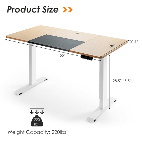 Gymax Electric 55''x28'' Standing Desk Sit Stand Height Adjustable Splice Board