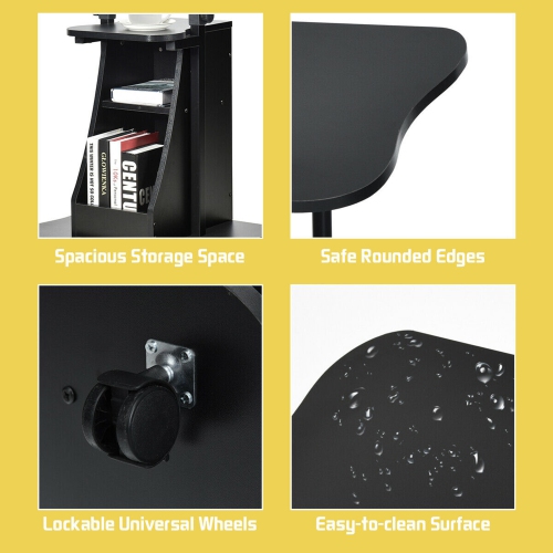 Gymax Set of 2 Sit-to-Stand Laptop Desk Cart Rolling Mobile Height Adjustable