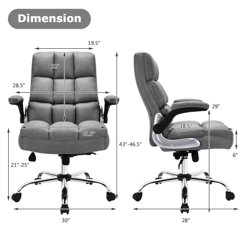 Gymax High Back Big & Tall Office Chair Adjustable Swivel w/Flip-up Arm