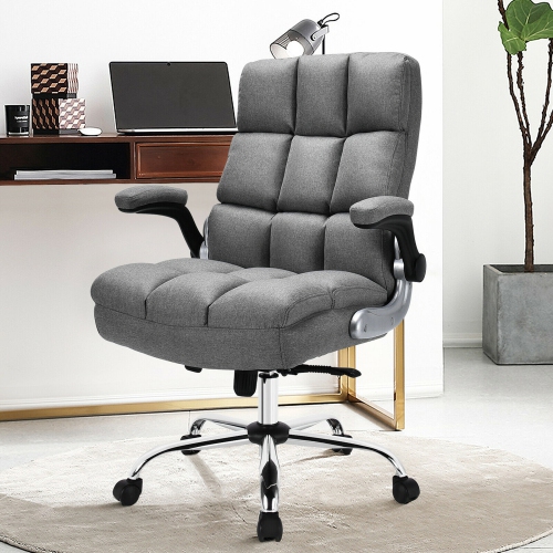 Gymax High Back Big & Tall Office Chair Adjustable Swivel w/Flip-up Arm