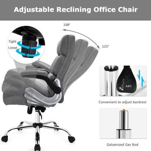 Gymax High Back Big & Tall Office Chair Adjustable Swivel w/Flip-up Arm