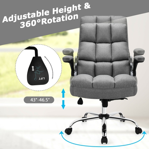 Gymax High Back Big & Tall Office Chair Adjustable Swivel w/Flip-up Arm