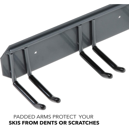 Ski Storage Rack, Wall Mounted, Holds 4 Pairs of Skis & Skiing Poles or Snowboard, for Home and Garage Storage, Wall Mounted, Heavy Duty,