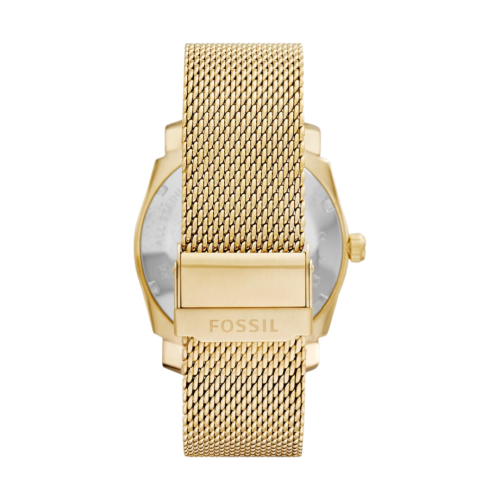 Fossil Men's Machine Three Hand Quartz Watch with Stainless Steel Mesh Strap Gold FS5794