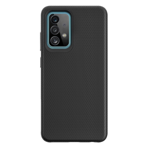 TopSave Triangle Pattern PC Back+Inner TPU Dual Layer Hybrid Case For Samsung A52 5G 6.5", Black