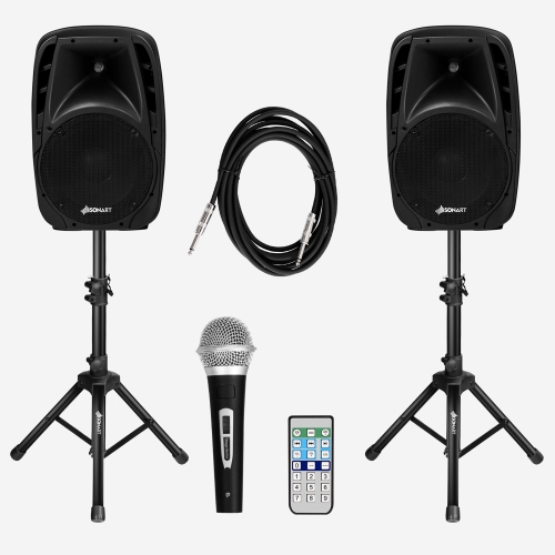 Gymax 1600W Portable 2-Way Powered Speaker System w/ Microphone