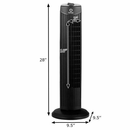 Gymax 28'' Portable Oscillating Tower Fan w/ 3 Speed Low Noise Home Office Black