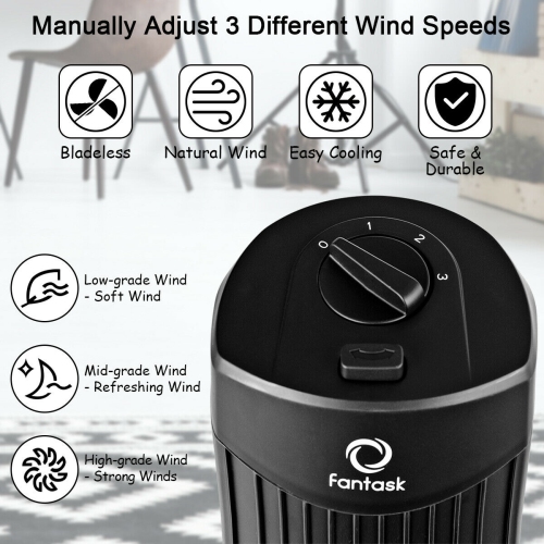 Gymax 28'' Portable Oscillating Tower Fan w/ 3 Speed Low Noise Home Office Black
