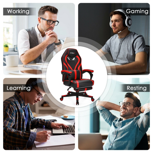 Gymax Massage Gaming Chair Racing Recliner Computer Desk Chair w/Footrest