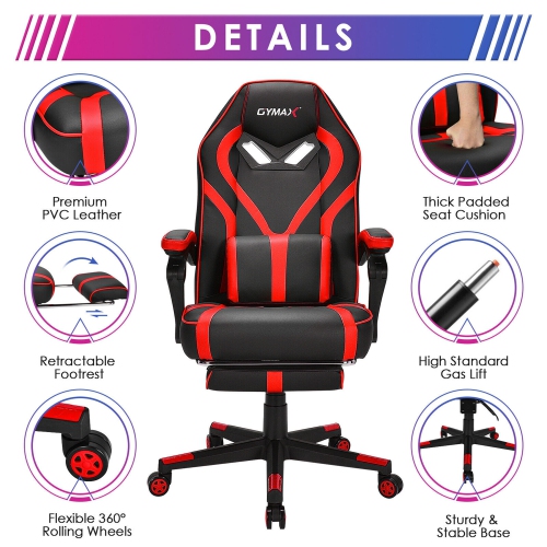 Gymax Massage Gaming Chair Racing Recliner Computer Desk Chair w/Footrest