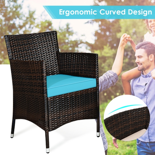 Gymax 4PCS Patio Rattan Conversation Furniture Set Outdoor w/ Cushion