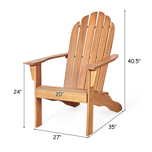 Gymax 2PCS Wooden Classic Adirondack Chair Lounge Chair Outdoor Patio Natural