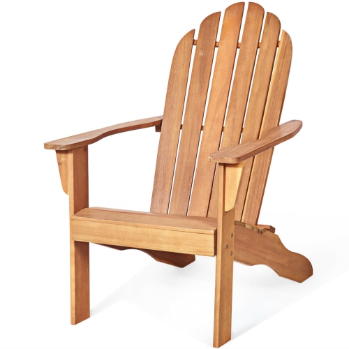Gymax 2PCS Wooden Classic Adirondack Chair Lounge Chair Outdoor Patio Natural