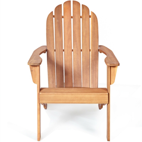 Gymax 2PCS Wooden Classic Adirondack Chair Lounge Chair Outdoor Patio Natural