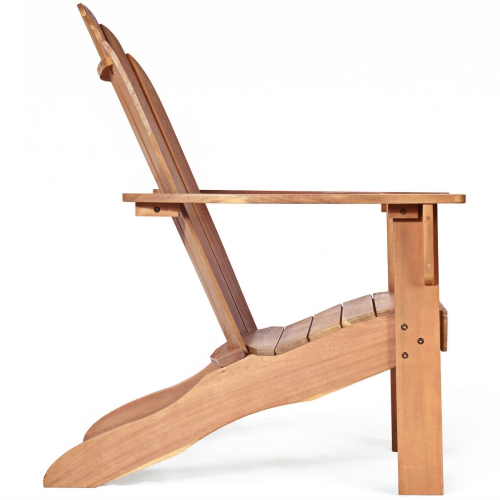 Gymax 2PCS Wooden Classic Adirondack Chair Lounge Chair Outdoor Patio Natural