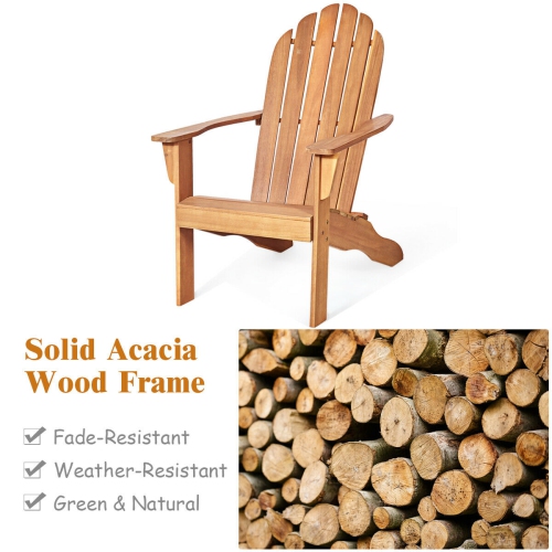 Gymax 2PCS Wooden Classic Adirondack Chair Lounge Chair Outdoor Patio Natural