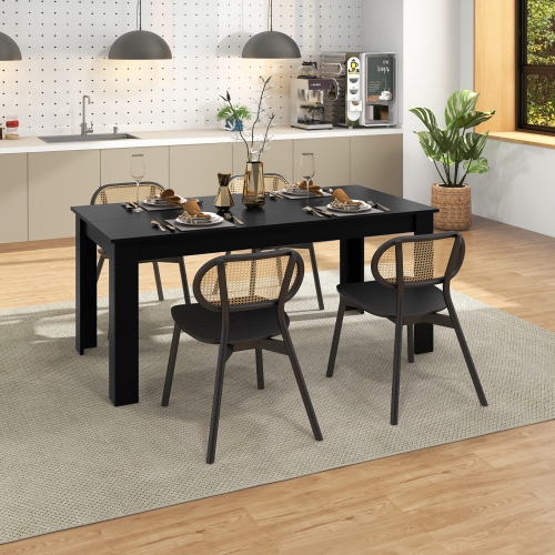 Gymax 63'' Dining Table Rectangular Modern Kitchen Table For 6 People Home Furniture