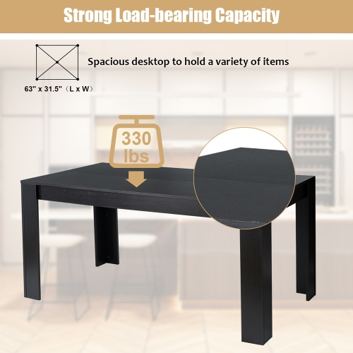 Gymax 63'' Dining Table Rectangular Modern Kitchen Table For 6 People Home Furniture