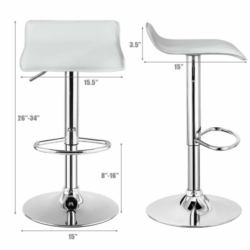 Gymax Set of 4 Swivel Bar Stool PU Leather Adjustable Kitchen Counter Bar Chair White