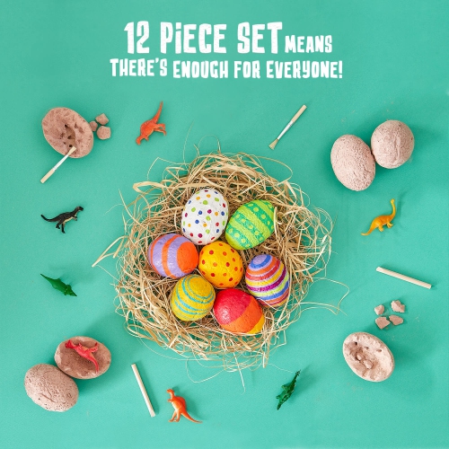 JITTERYGIT Dinosaur Toys for Boys and Girls - 12 Digging Eggs Game - STEM Kids Activities Toys - Easter Eggs for Kids - Best Dinosaur Gifts for Boys