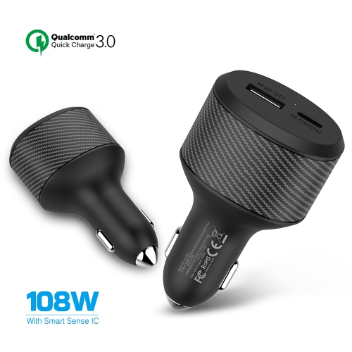 Stimula Lifestyle 108W 2 Port USB-C USB-A & QC 3.0 USB MacBook Pro iPad Pro AirPod Pro iPhone 10 11 12 13 14 15 16 17 Quick Charge Cigarette Car