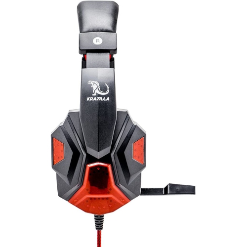 Krazilla Gaming Headset - Super Bass HD Gaming Headphone Red LED Light, 2x 3.5mm plug with 2-to-1 3.5mm jack converter - for PC, Mac, Laptop, Tablet,
