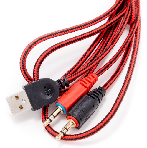 Krazilla Gaming Headset - Super Bass HD Gaming Headphone Red LED Light, 2x 3.5mm plug with 2-to-1 3.5mm jack converter - for PC, Mac, Laptop, Tablet,