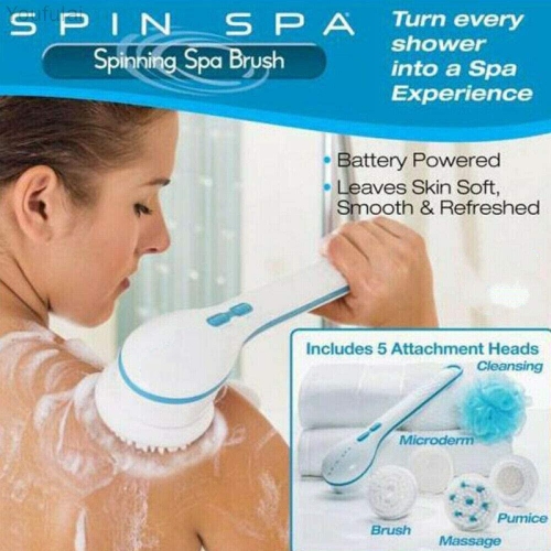 Electric Massage Scrubber 5 in 1 Cleaning Bath Body Shower Spinning Spa Brush Waterproof Facial Body Foot Cleanser Bath Shower SPA Tool
