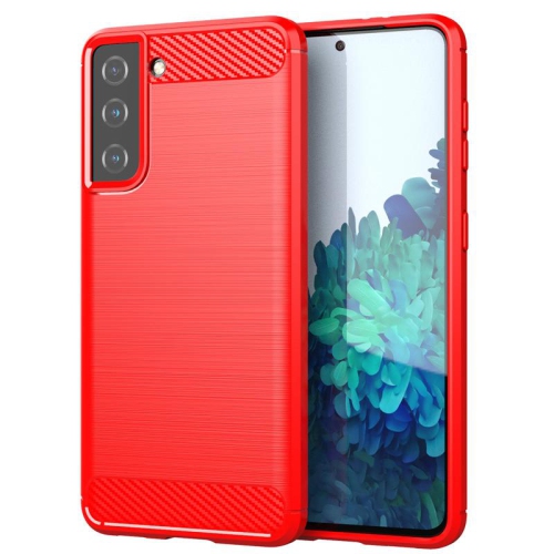 PANDACO Red Brushed Metal Case for Samsung Galaxy S21