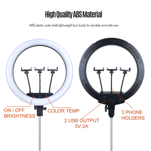 Vivider 18 Inch Dimmable 3200-5500K LED Ring Light with 6.2 FT 1.9 M Stand Lighting Kit for Smartphone Video Shooting Camera Photography, YouTube