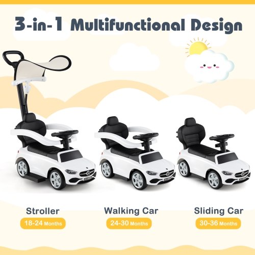 Costway 3 in 1 Ride on Push Car Mercedes Benz Toddler Stroller Sliding Car
