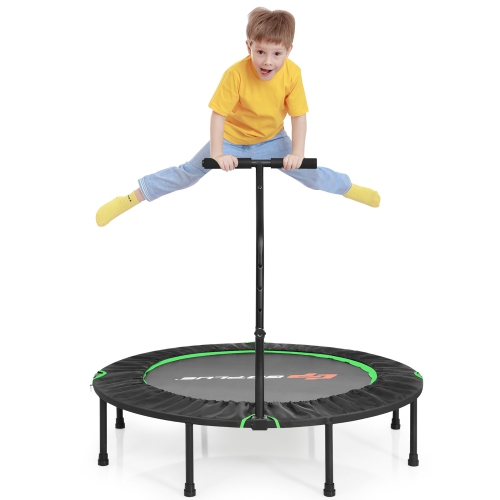 Goplus 47'' Folding Trampoline Fitness Exercise Rebound W/Handle for Kids&Adults