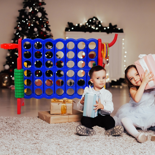 Costway 4-in-A Row Giant Game Set w/Basketball Hoop for Kids & Adults