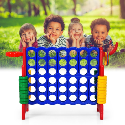 Costway 4-in-A Row Giant Game Set w/Basketball Hoop for Kids & Adults