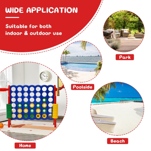 Costway 4-in-A Row Giant Game Set w/Basketball Hoop for Kids & Adults