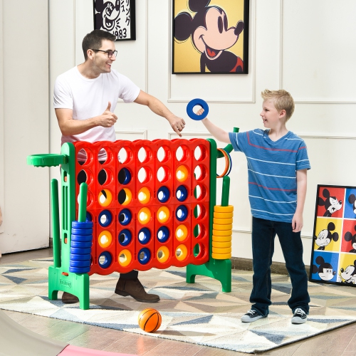 Costway 4-in-A Row Giant Game Set w/Basketball Hoop for Kids & Adults