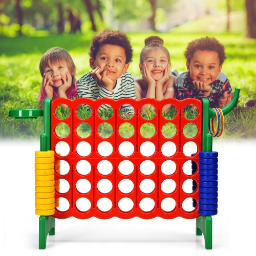 Costway 4-in-A Row Giant Game Set w/Basketball Hoop for Kids & Adults