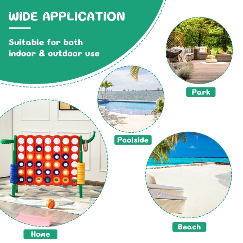 Costway 4-in-A Row Giant Game Set w/Basketball Hoop for Kids & Adults