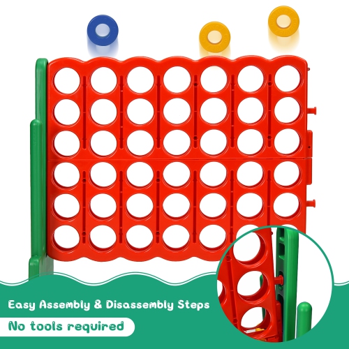 Costway 4-in-A Row Giant Game Set w/Basketball Hoop for Kids & Adults