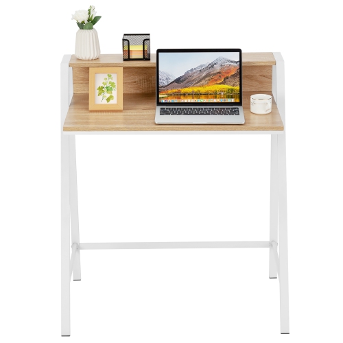 Goplus 2 Tier Computer Desk PC Laptop Table Study Writing Home Office Natural