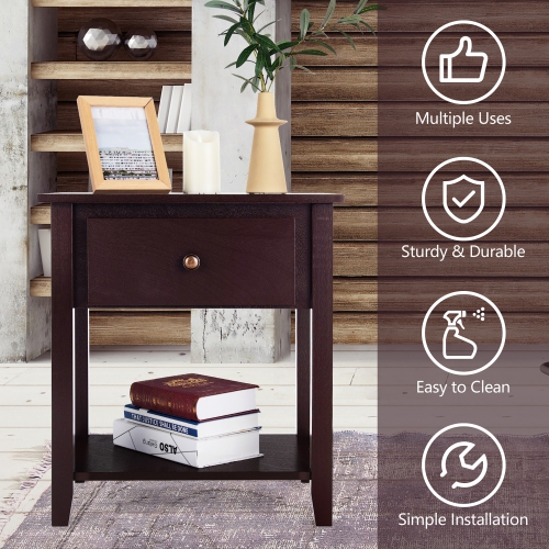 Costway Nightstand Beside Table Chest Sofa Table End Table Accent Table