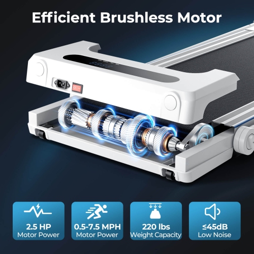 Tapis roulant pliable 3-en-1 avec haut-parleur de table 2,25 HP de Goplus - Blanc