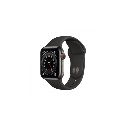 Apple Watch Series 6 44mm Graphite Stainless Steel Case with Black Sport Band - Certified Pre-Owned