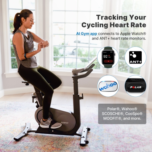 RENPHO AI Smart Exercise Bike with Auto Resistance, FTP Power Training Adjustable Exercise Bike, Indoor Fitness Upright Bike