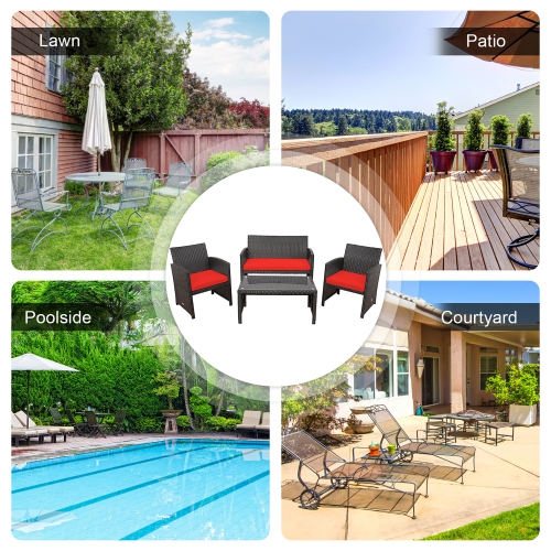 Costway 8PCS Patio Rattan Furniture Set Cushioned Chair Sofa Coffee Table