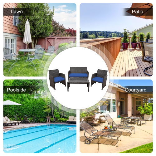 Costway 8PCS Patio Rattan Furniture Set Cushioned Chair Sofa Coffee Table