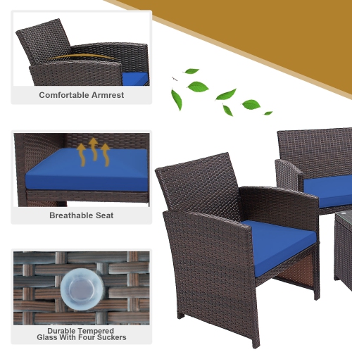 Costway 8PCS Patio Rattan Furniture Set Cushioned Chair Sofa Coffee Table