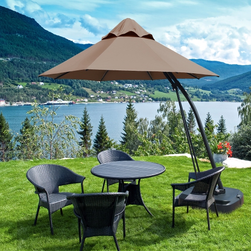 Costway 11FT Outdoor Cantilever Offset Hanging Umbrella w/ Base Wheel