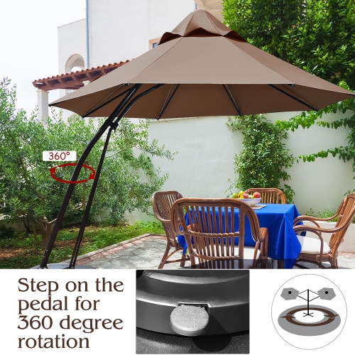 Costway 11FT Outdoor Cantilever Offset Hanging Umbrella w/ Base Wheel