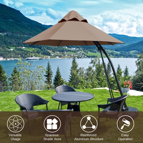 Costway 11FT Outdoor Cantilever Offset Hanging Umbrella w/ Base Wheel